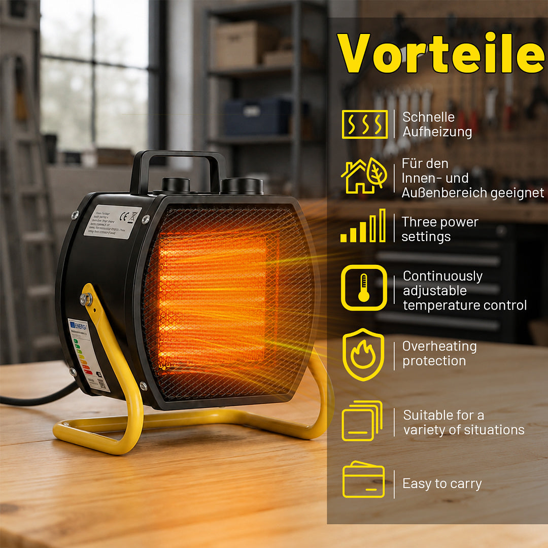 PTC Keramik Heizlüfter 2000W/3000W – Bauheizer für Garage & Werkstatt