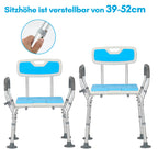 6-fach höhenverstellbarer Duschstuhl von 39 bis 52 cm