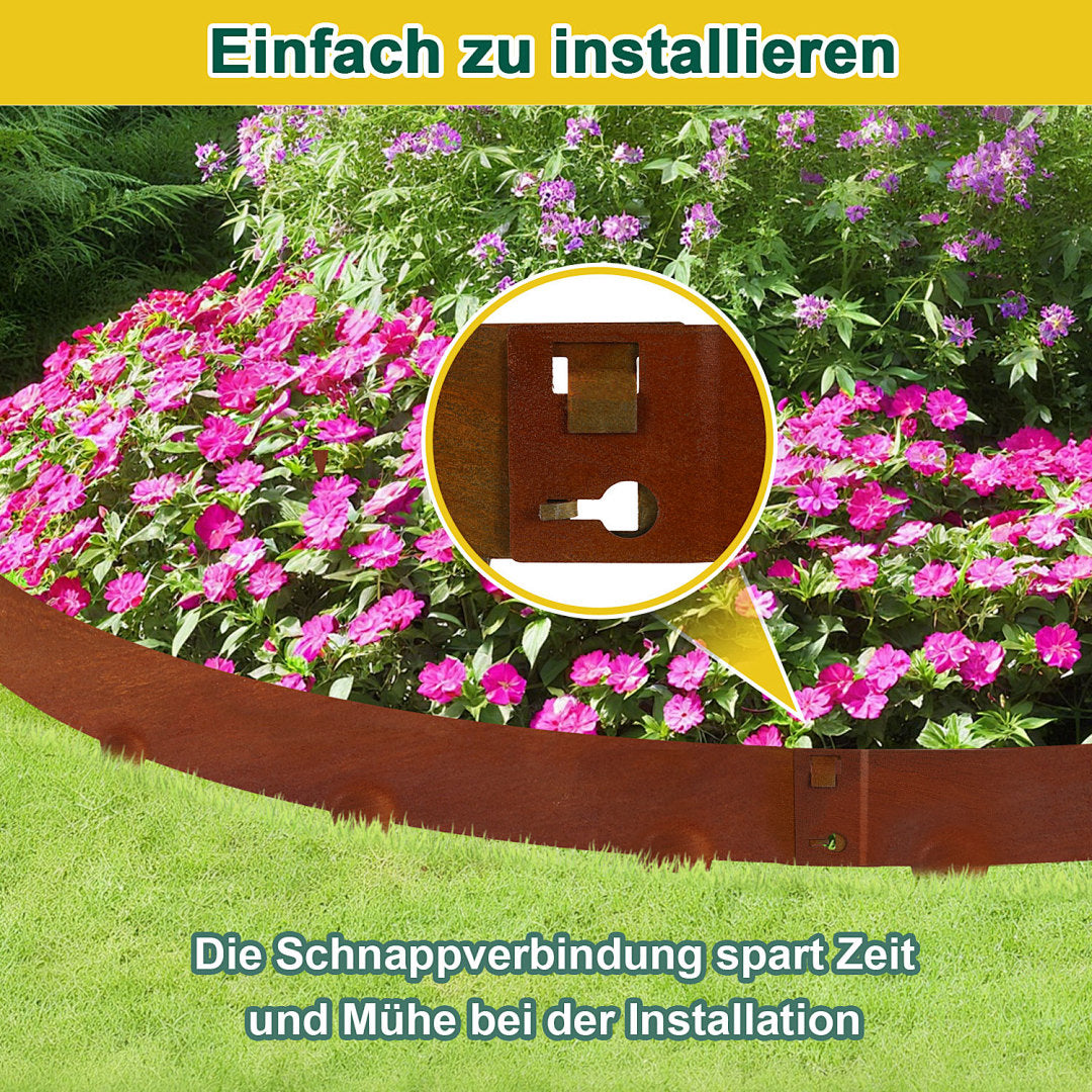 Rasenkante Metall mit Erdspießen zur einfachen Montage im Garten