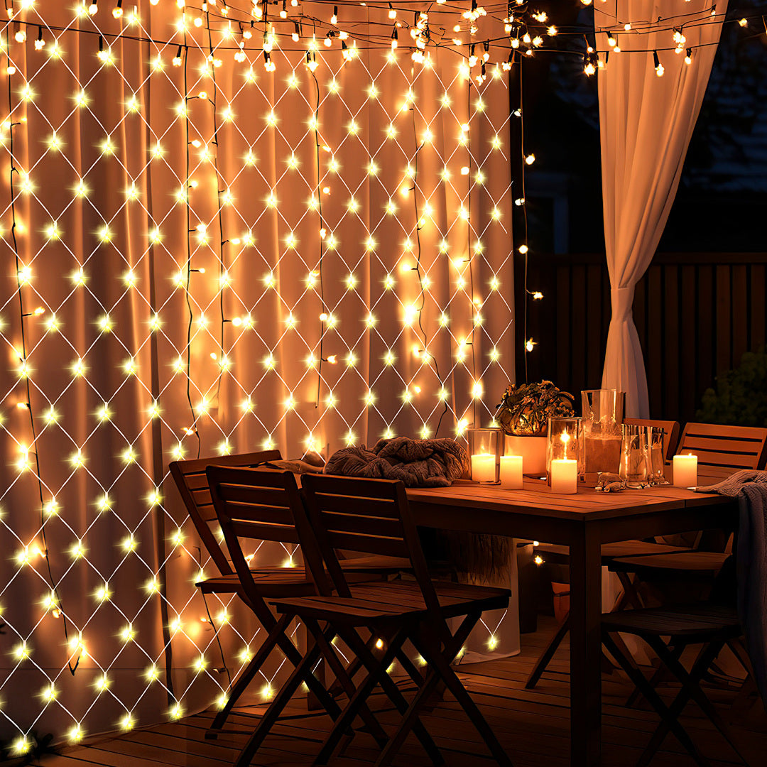 Solar LED Lichternetz mit 8 Modi, Timer & Memory – 4 Größen