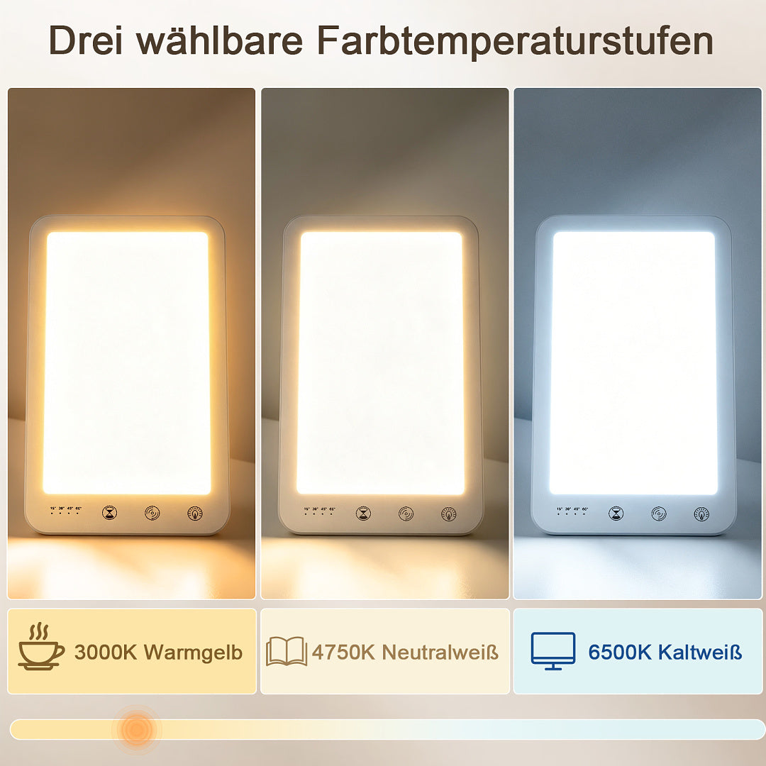 Tageslichtlampe 10.000 Lux mit 3 Lichtfarben, 5 Helligkeitsstufen & Timer