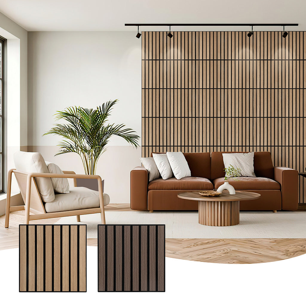Selbstklebende Akustikpaneele Holzoptik 30 × 30 cm – 12 Stück