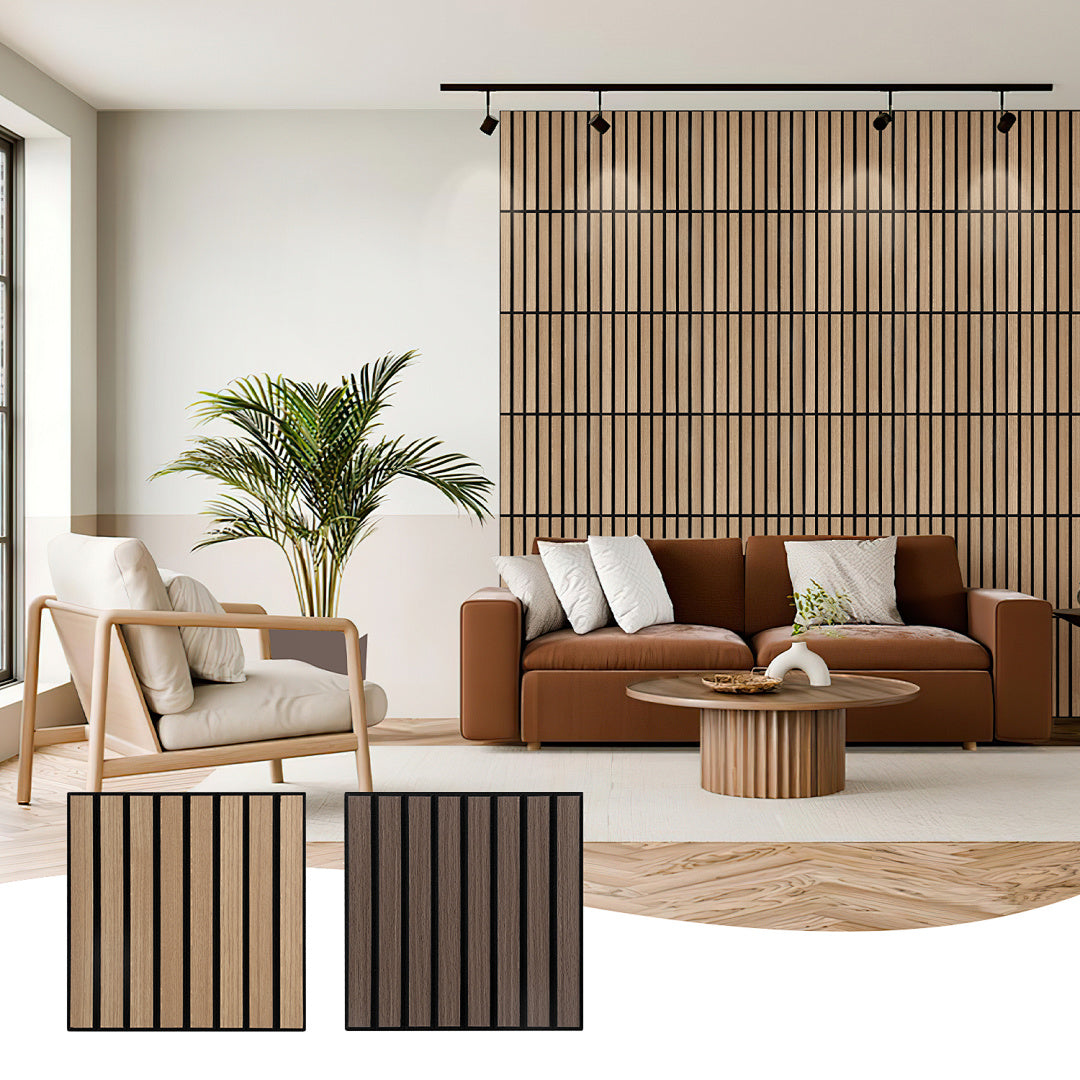 Selbstklebende Akustikpaneele Holzoptik 30 × 30 cm – 12 Stück