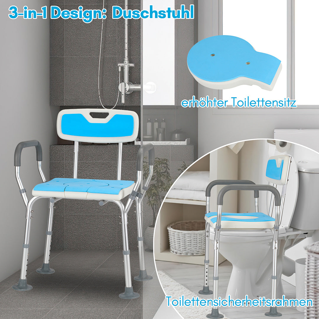 3-in-1 Duschstuhl für flexible Nutzung im Badezimmer