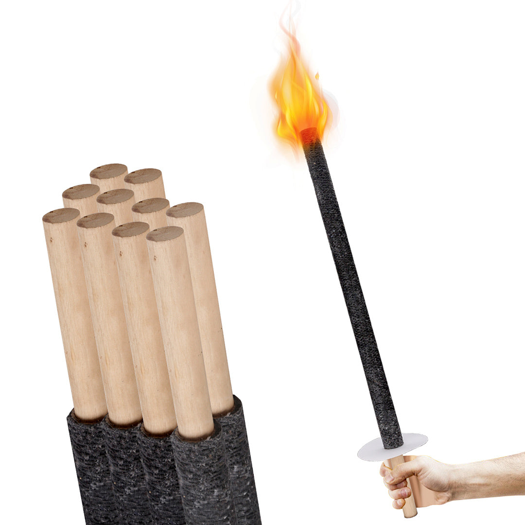 Cecaylie Wachsfackeln 42 und 72 cm mit Tropfschutz und Holzgriff