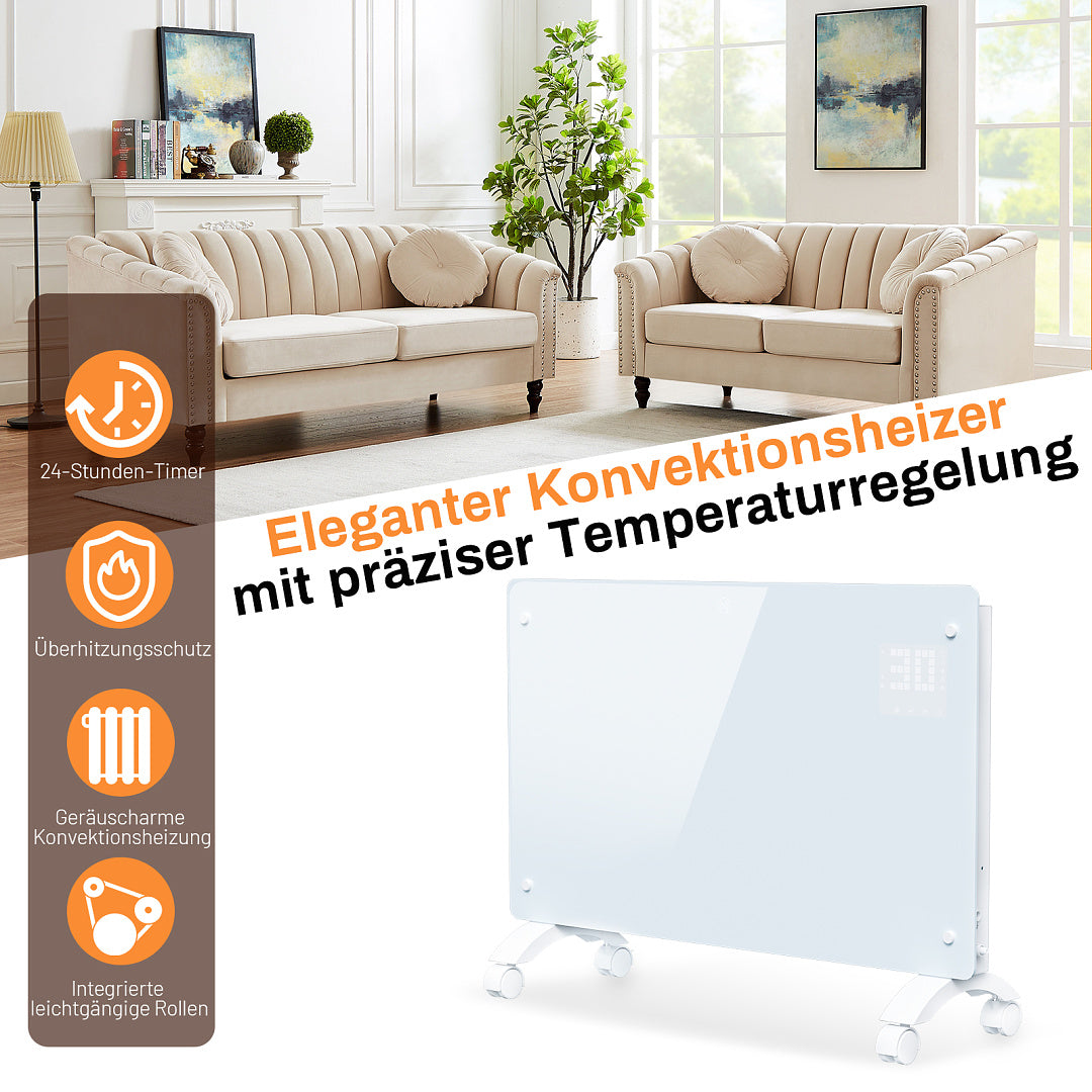 Elektrische Konvektorheizung 2000W/2500W mit App, Fernbedienung & Thermostat
