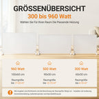 Infrarot-Heizpaneel 300W/500W/960W mit App, Thermostat & Fernbedienung