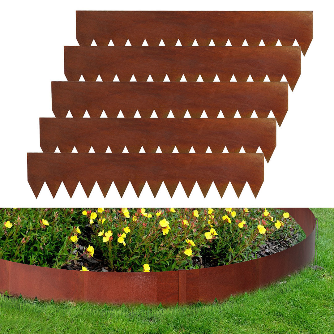 Rasenkante Metall in Rostoptik 20 cm hoch für Gartenbeete