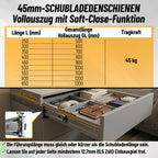 Cecaylie Schwerlast-Schubladenschienen Edelstahl 45 kg mit Soft-Close & Vollauszug