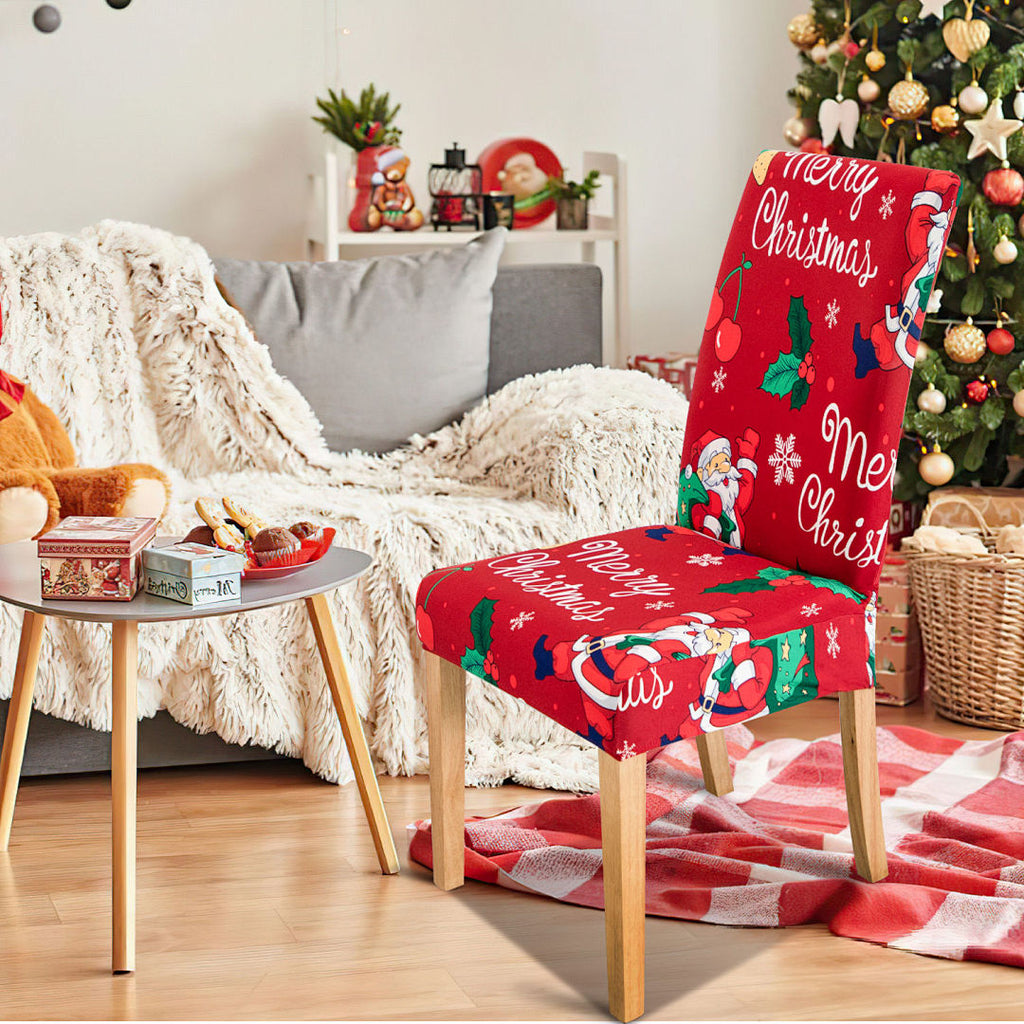 Weihnachts-Stuhlhussen aus Stretch-Polyester – verschiedene Sets & Motive