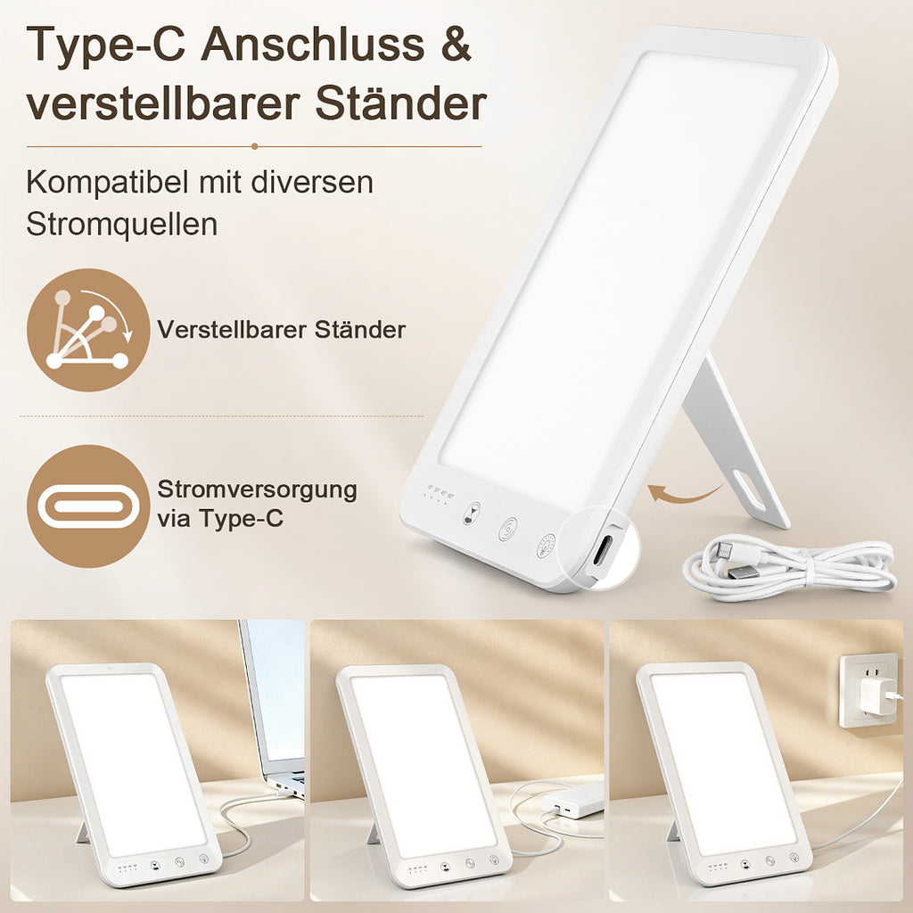 Tageslichtlampe 10.000 Lux mit 3 Lichtfarben, 5 Helligkeitsstufen & Timer