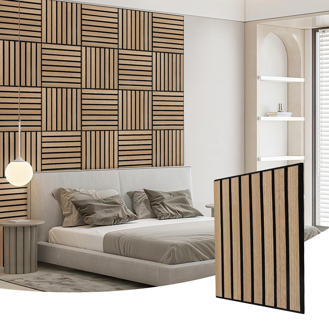 Selbstklebende Akustikpaneele Holzoptik 30 × 30 cm – 12 Stück