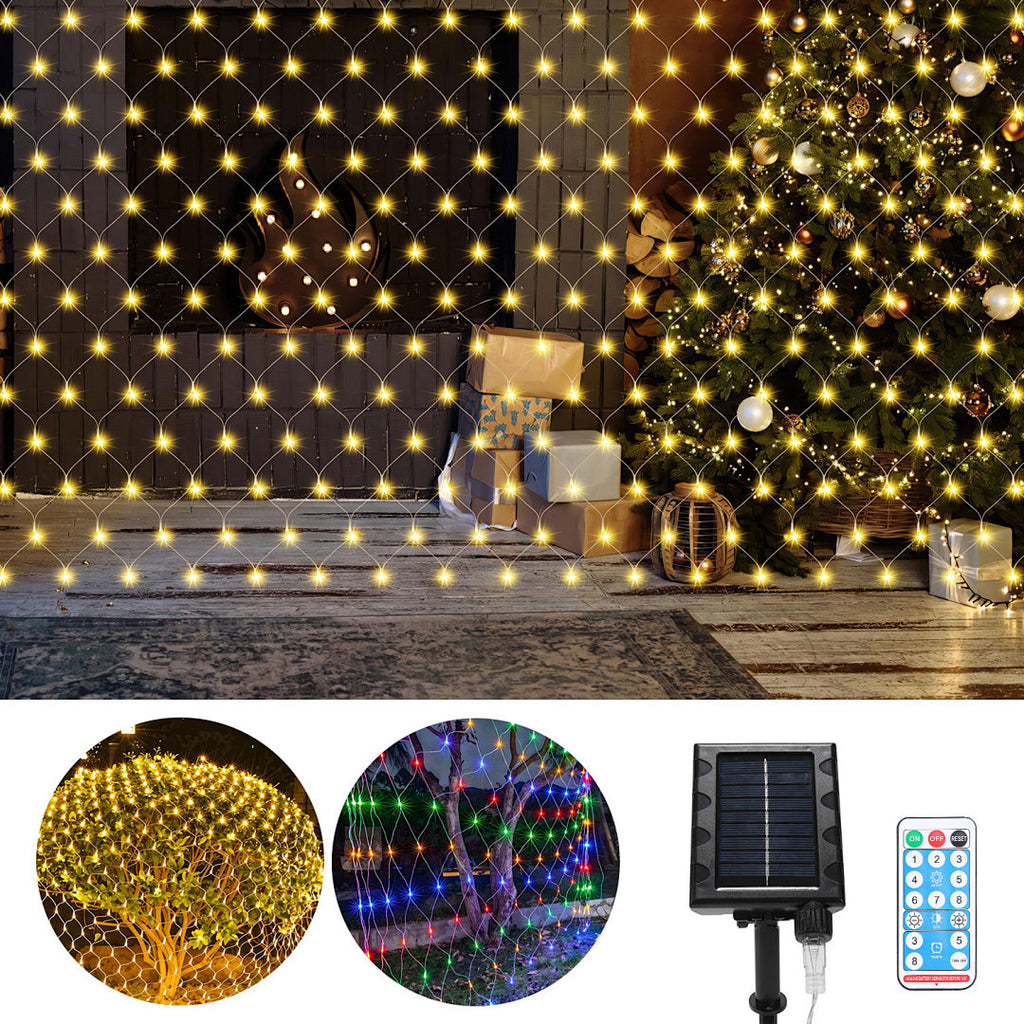 Solar LED Lichternetz mit 8 Modi, Timer & Memory – 4 Größen
