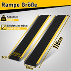 2er Set Aluminium-Auffahrrampen 118 cm – 300 kg pro Rampe