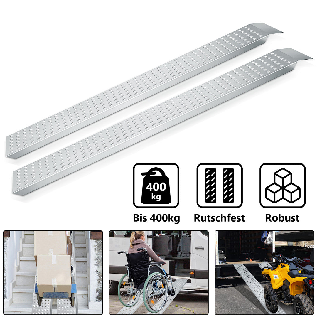 2er Set Stahl-Auffahrrampen 135 cm – 200 kg pro Rampe