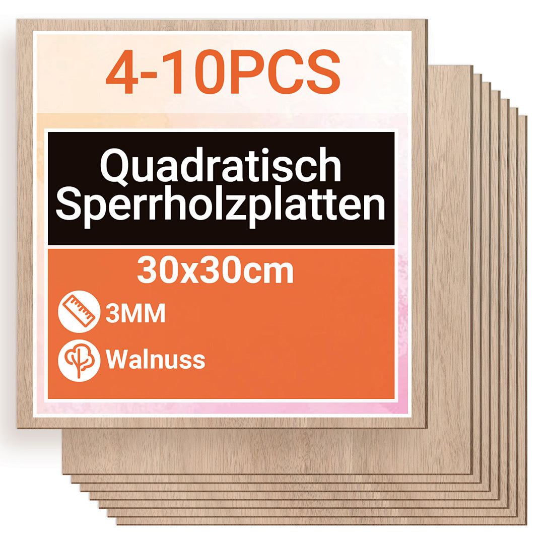 3 mm Sperrholzplatten aus Linde – A3, A4 & 300 × 300 mm für Laser & DIY