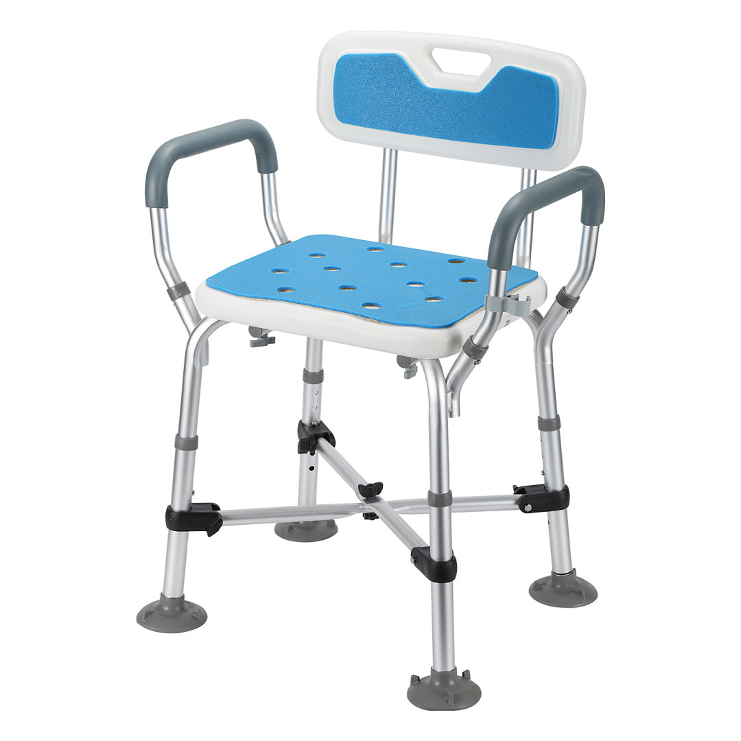 Höhenverstellbarer Duschstuhl mit Armlehnen – 40–53 cm, bis 180 kg
