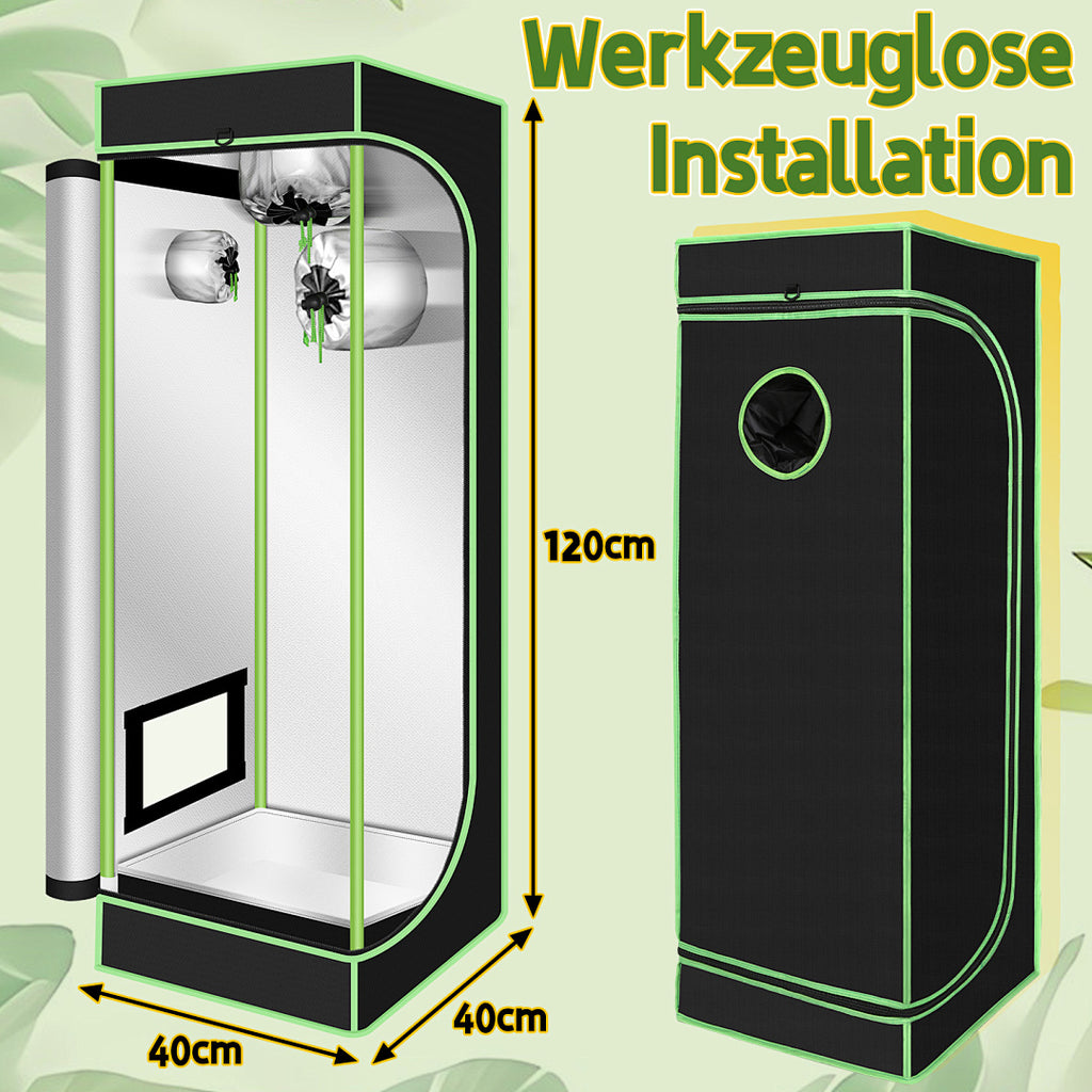 Cecaylie Growzelt 600D Oxford, Growbox Indoor mit reflektierender Folie, 5 Größen, Schwarz/Grün