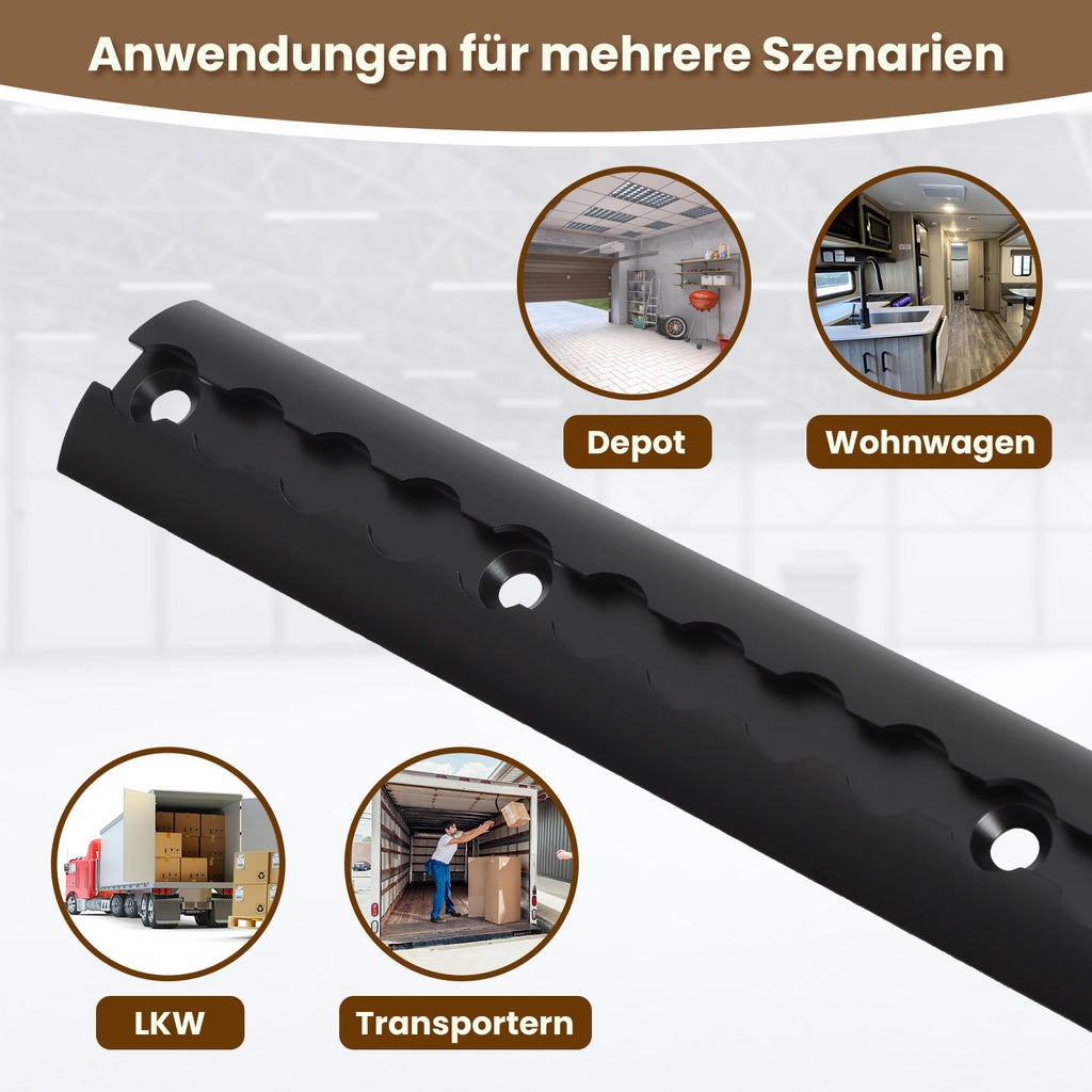 Airlineschiene mit Zurrösen und Endkappen Pulverbeschichtet Airline PKW, LKW Zubehör Für Anhänger Alu 1~1,5M Zurrschienen Wohnmobil Korrosionsschutz Halbrund