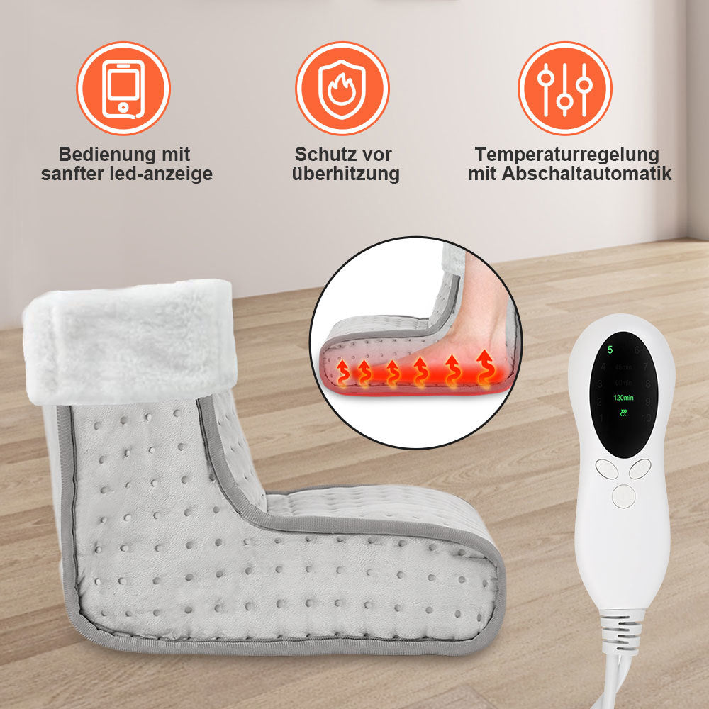 Cecaylie Elektrischer Fußwärmer 100W, 10 Heizstufen, Timer, Waschbares Innenfutter, Hellgrau