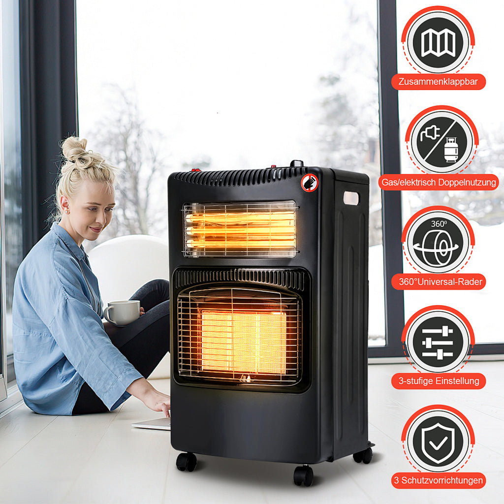 Gas Elektro Heizgerät mit Gasbetrieb und elektrischer Quarzheizung