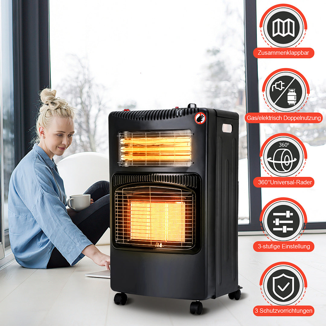 Gas Elektro Heizgerät mit Gasbetrieb und elektrischer Quarzheizung