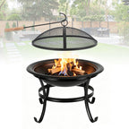 Cecaylie Feuerschale mit Grillrost und Funkenschutz Ø55 cm, Feuerstelle Garten Schwarz