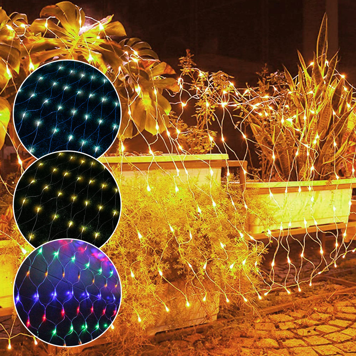 LED Lichternetz mit 8 Lichtmodi für Weihnachtsbeleuchtung