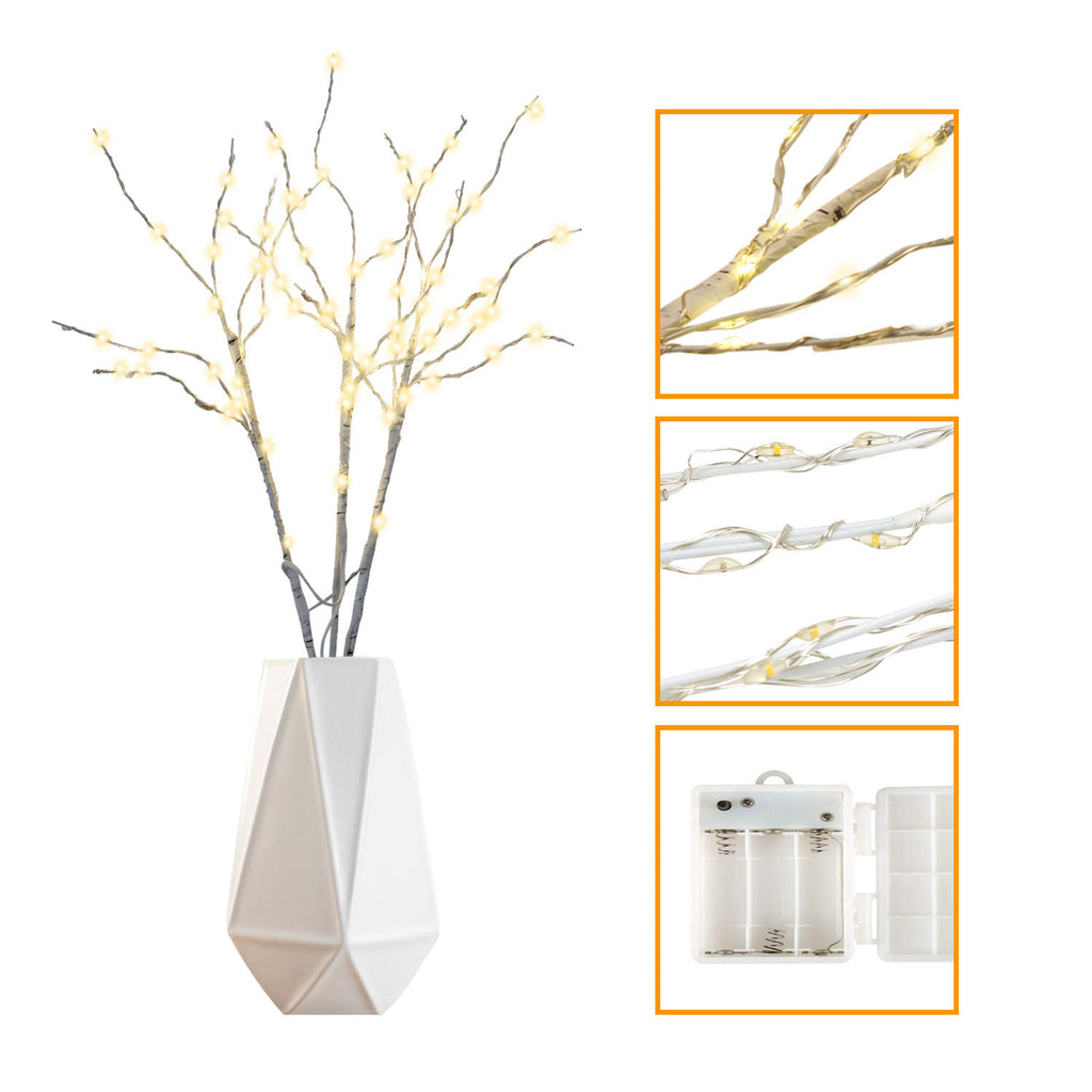 LED Lichterzweige 3er-Set, 50 cm mit 70 LEDs & Timer