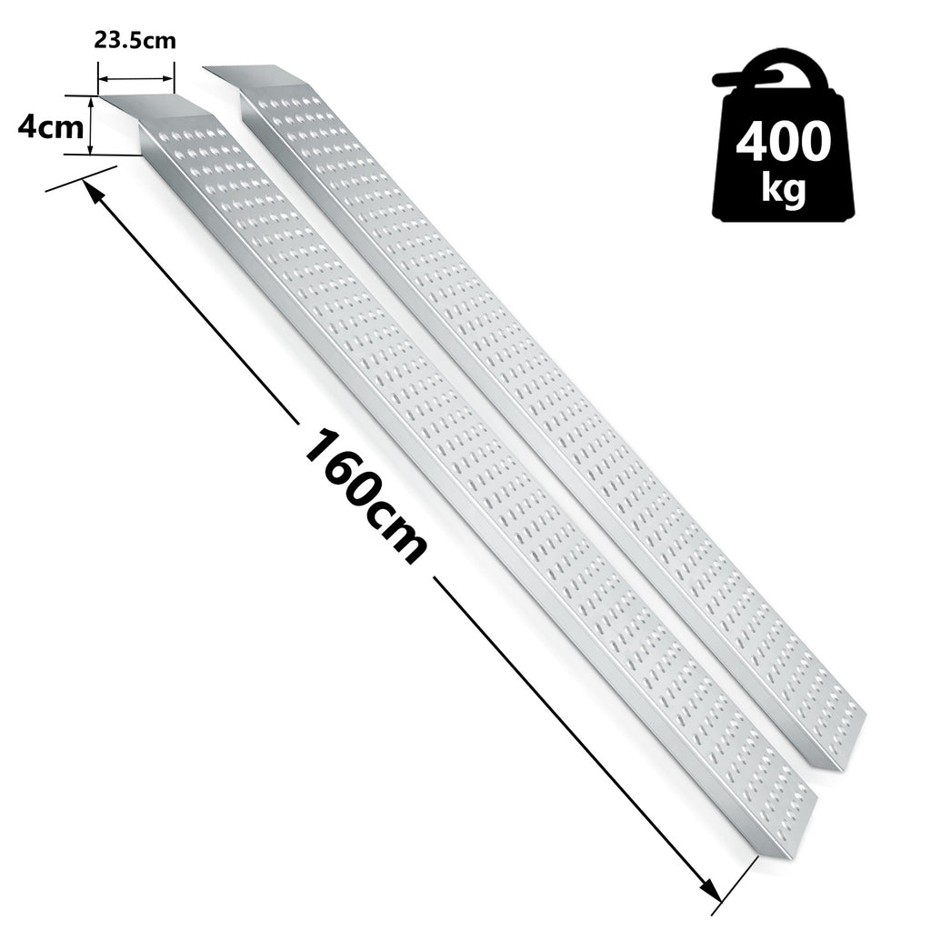 2er Set Auffahrrampen 160 cm aus verzinktem Stahl – bis 400 kg pro Paar