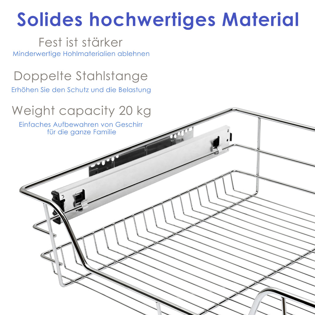 Ausziehbare Teleskopschublade für Küchenschrank 30–60 cm – 2/4/6er Set