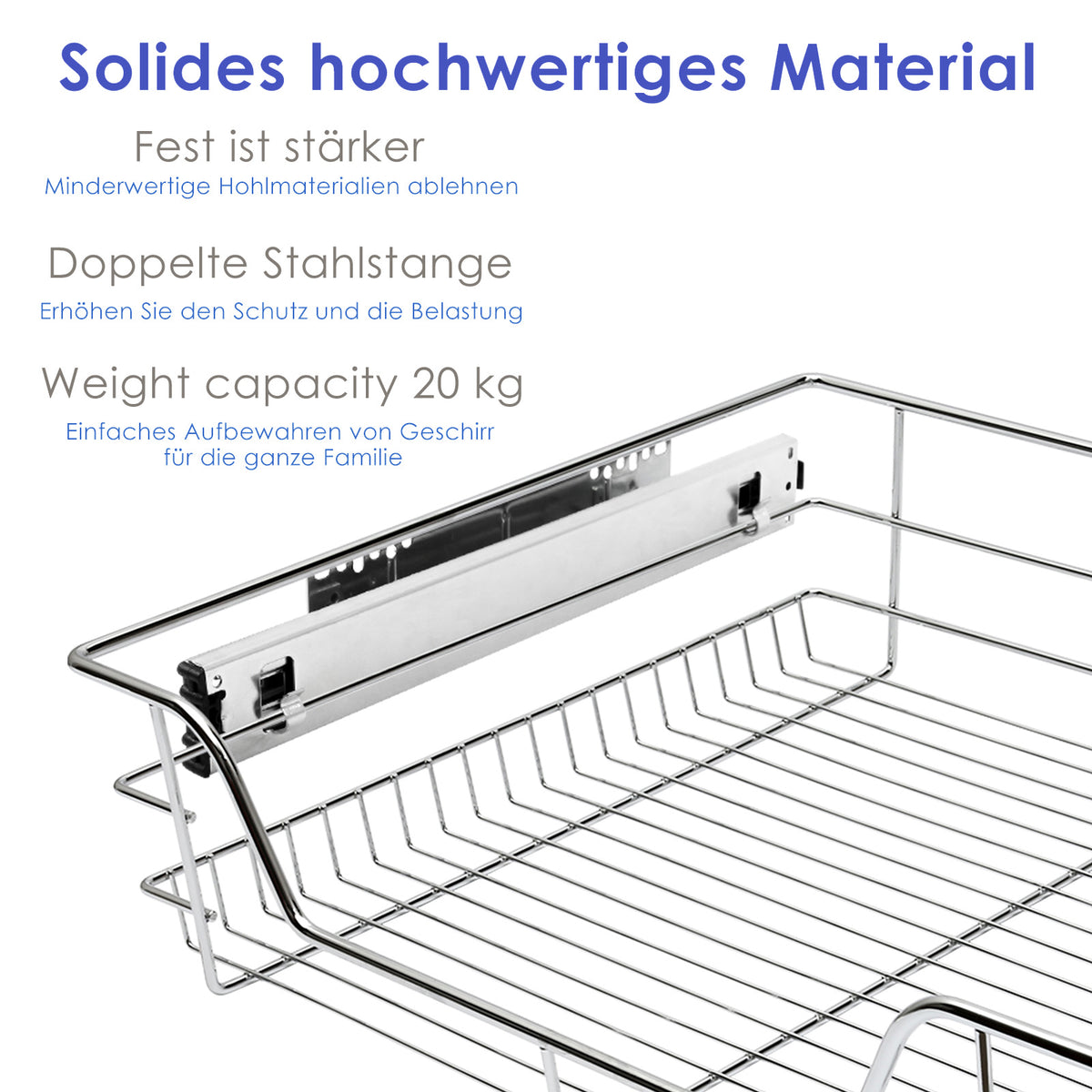 Ausziehbare Teleskopschublade für Küchenschrank 30–60 cm – 2/4/6er Set