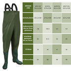 Cecaylie Wathose mit Gummistiefeln, Brustwathose 70D Nylon-PVC, Anglerhose M–XXL, EU 40–47