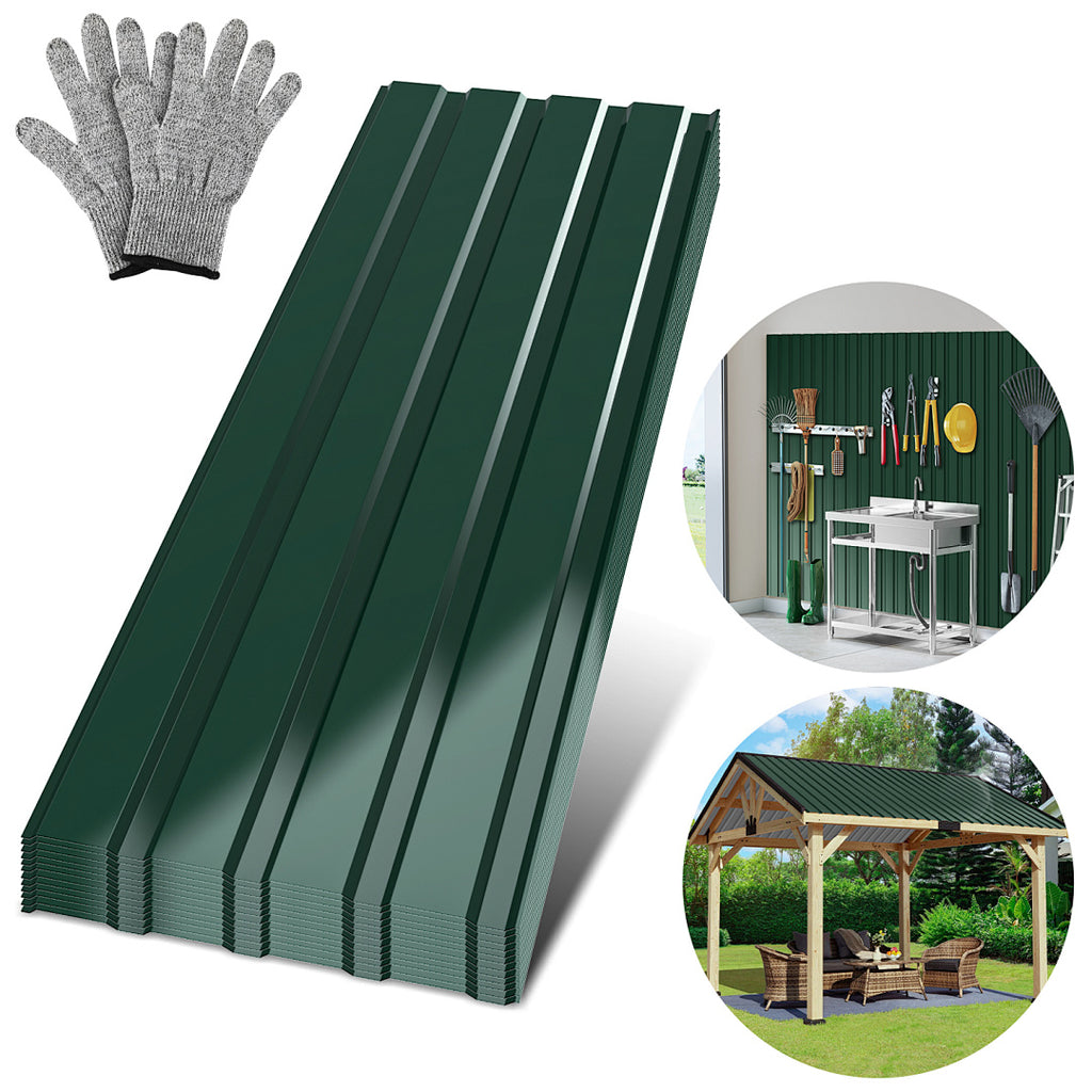 Cecaylie Trapezbleche 115 x 45 cm, verzinkte Stahl-Dachbleche, 12–48 Stück, Grün/Anthrazit