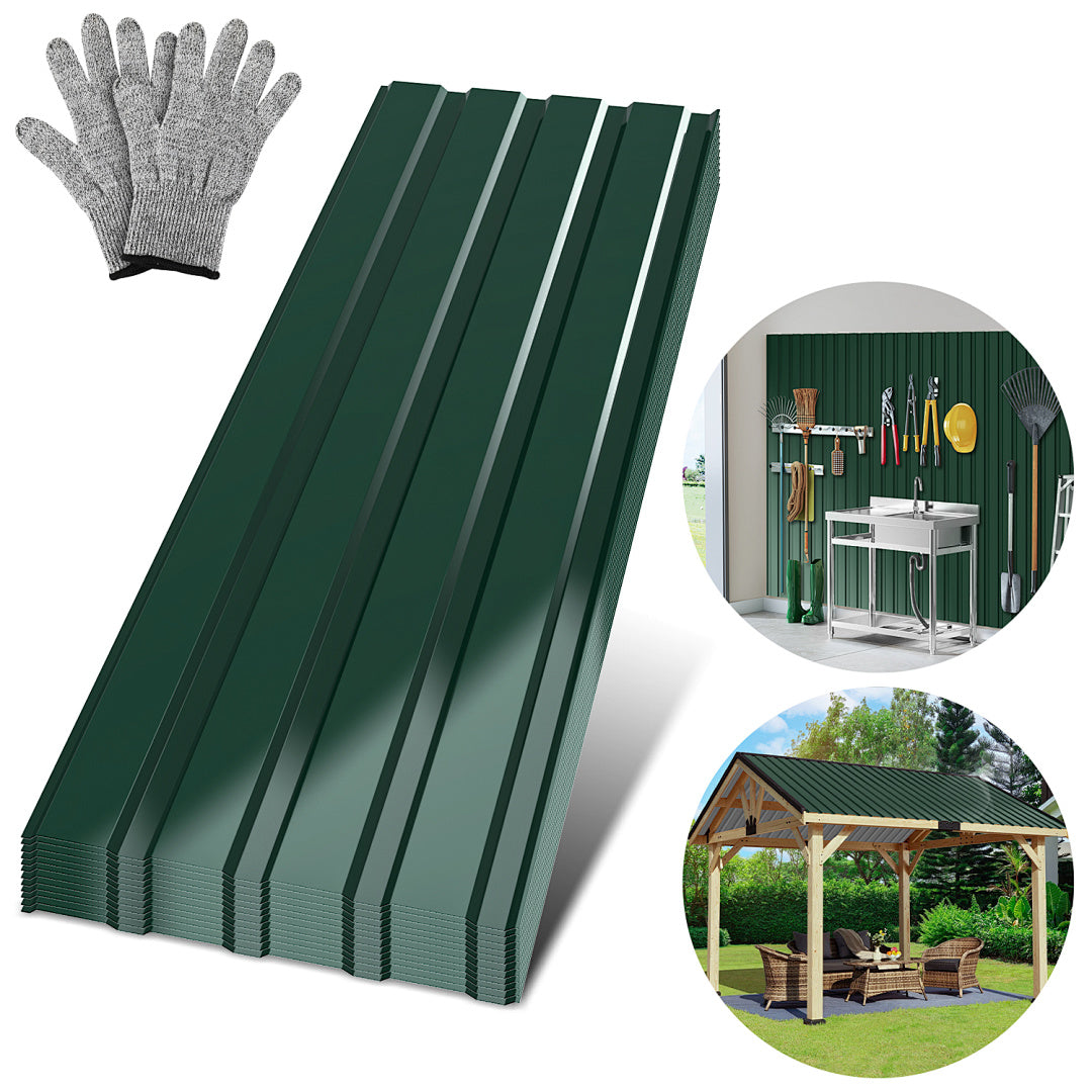Cecaylie Trapezbleche 115 x 45 cm, verzinkte Stahl-Dachbleche, 12–48 Stück, Grün/Anthrazit