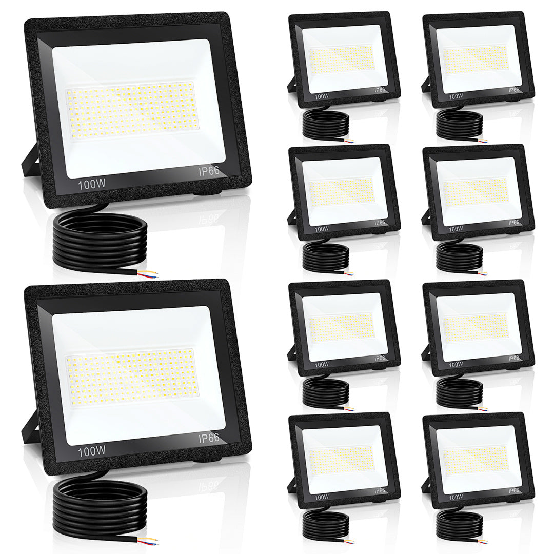 Cecaylie LED Fluter Außen 10–100W, 3 Lichtfarben einstellbar, IP66, 3000/4000/6500K
