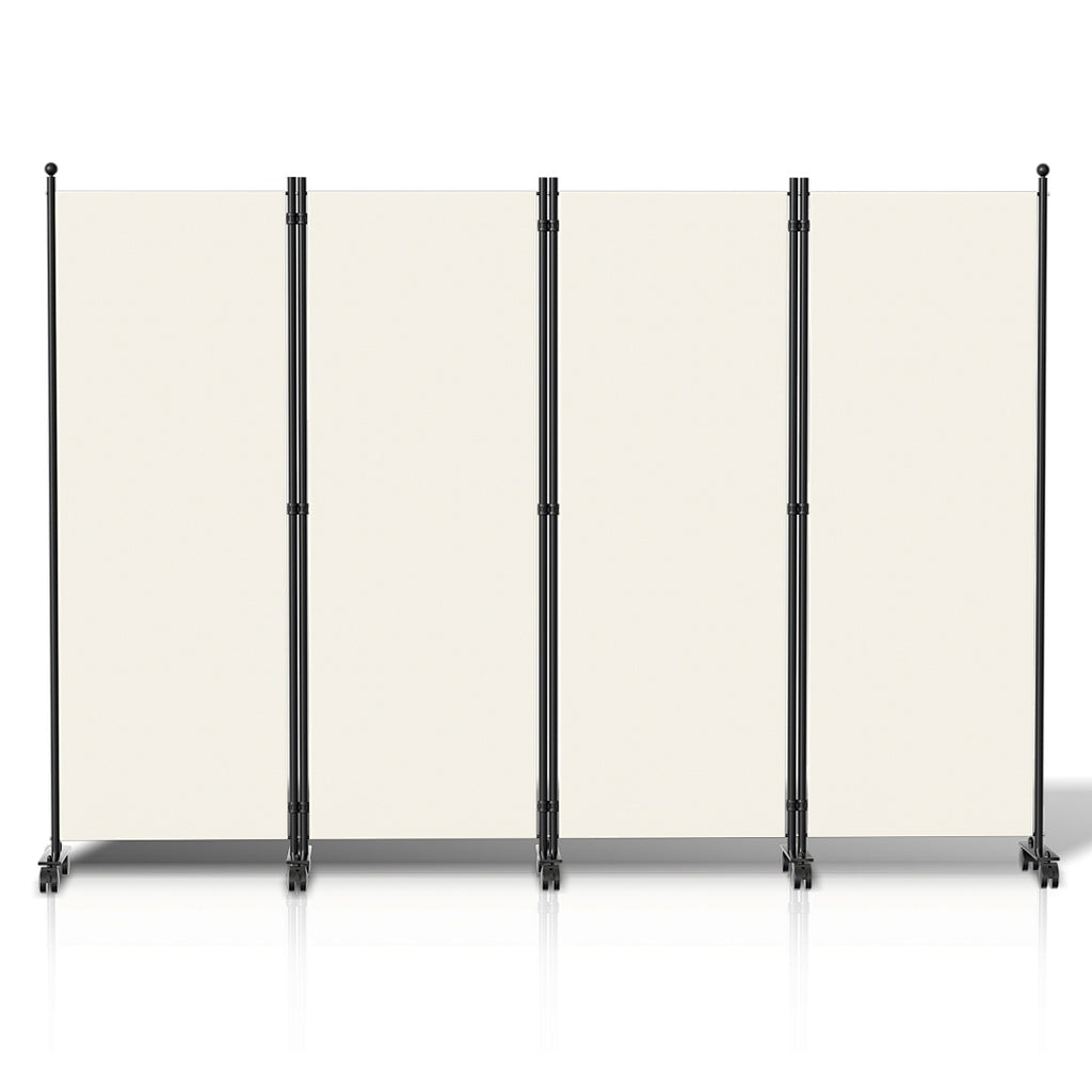 Cecaylie Paravent mit Rollen, faltbarer Raumteiler 181 cm hoch, mobiler Sichtschutz mit Bremsen