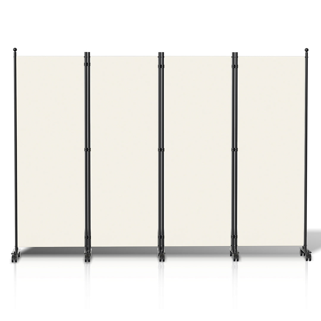 Cecaylie Paravent mit Rollen, faltbarer Raumteiler 181 cm hoch, mobiler Sichtschutz mit Bremsen