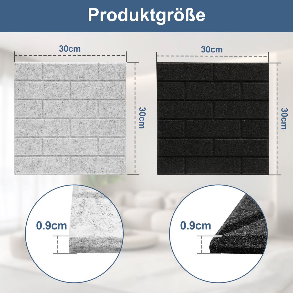 Selbstklebende Akustikplatten aus Polyester – 12/18 Stück