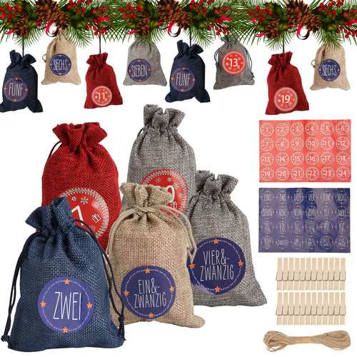 Adventskalender Säckchen 24er Set zum Befüllen
