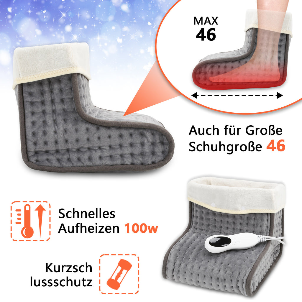 Cecaylie Elektrischer Fußwärmer 100W, 10 Heizstufen, 3 Timer, Waschbares Innenfutter