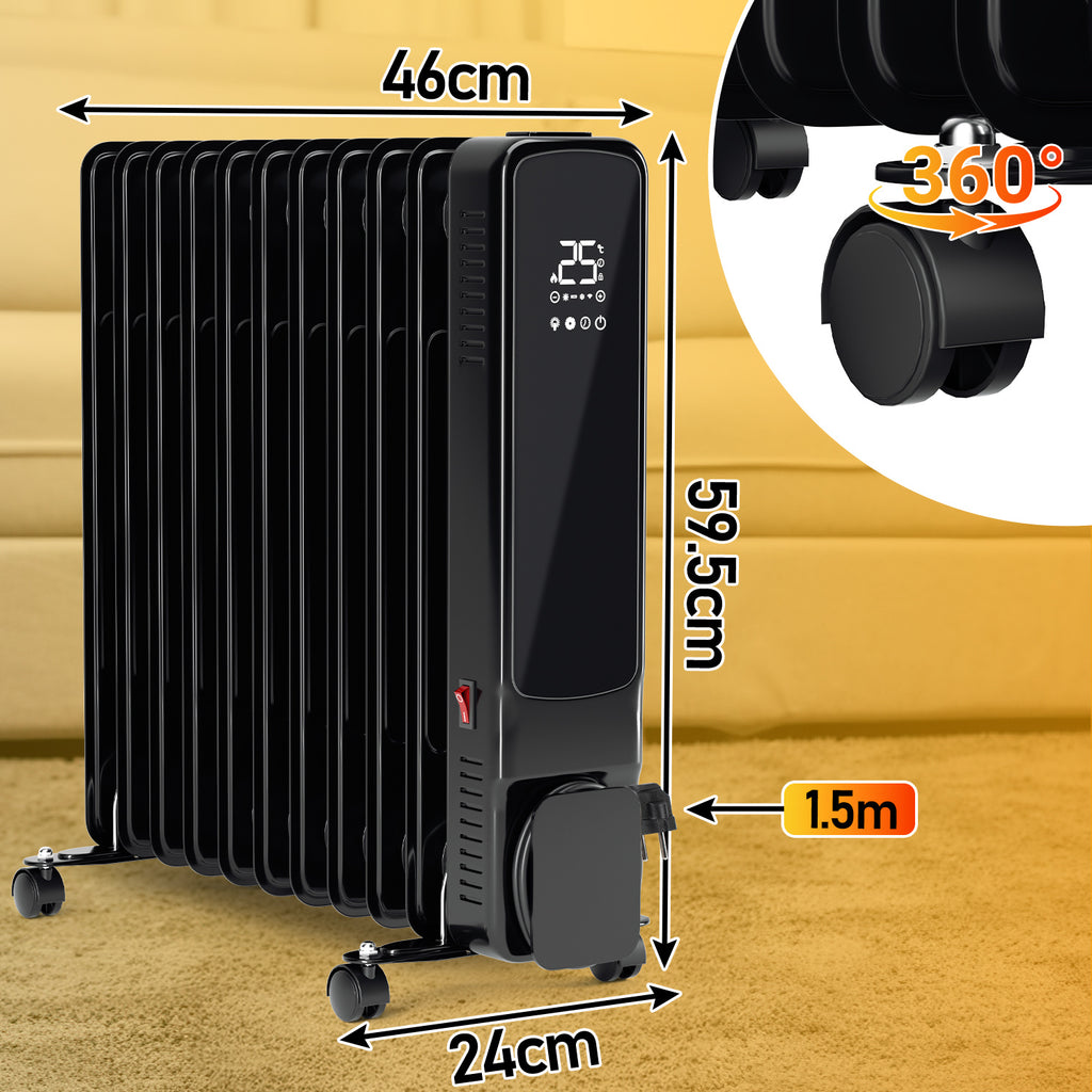 Cecaylie Ölradiator 2500W mit WLAN, 11 Rippen, Thermostat, App-Steuerung & Fernbedienung