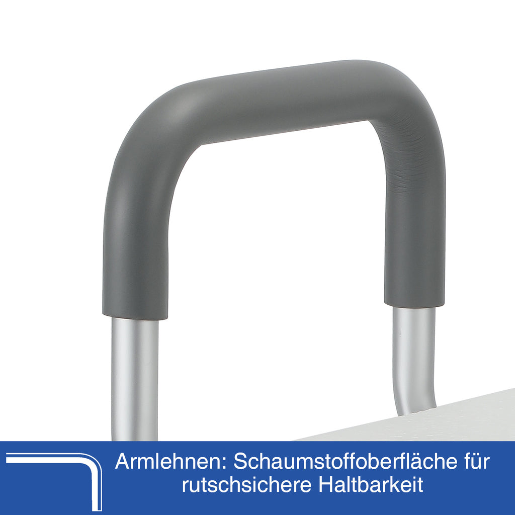 360° drehbarer Duschstuhl mit Armlehnen – 40–48 cm, bis 136 kg