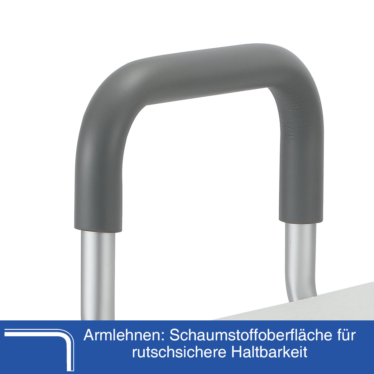 360° drehbarer Duschstuhl mit Armlehnen – 40–48 cm, bis 136 kg