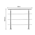 Cecaylie Edelstahl Treppengeländer 80–180 cm, Handlauf aus Edelstahl 201, verschiedene Querstreben