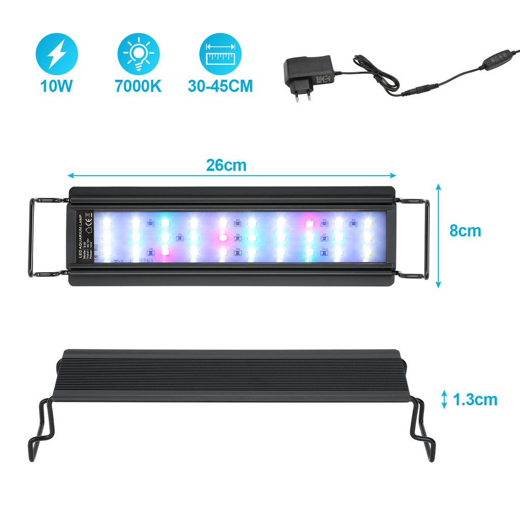 LED Aquariumbeleuchtung Vollspektrum mit Timer – 10–45 W, 30–130 cm
