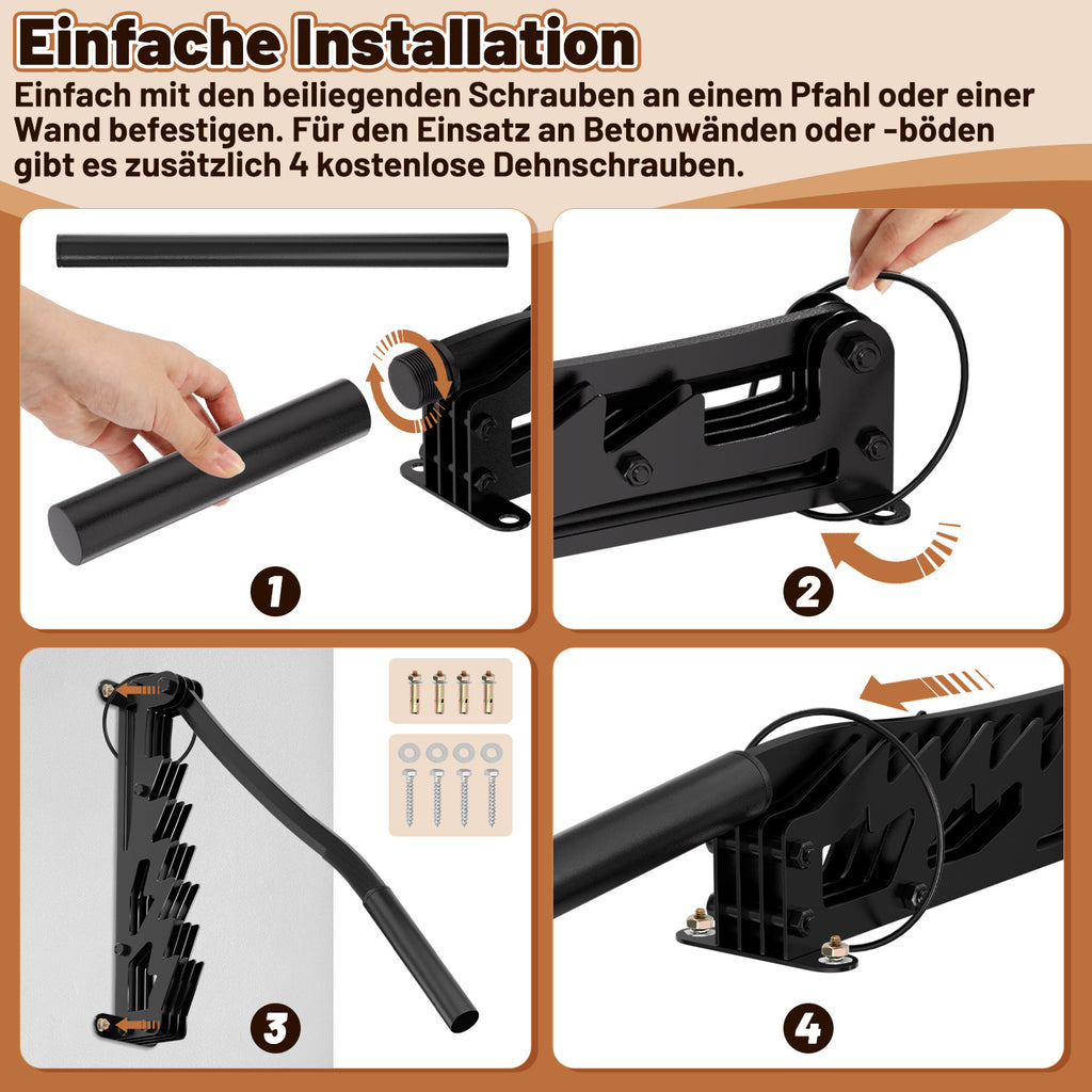 Holzspalter zur Wandmontage neben Kamin und Ofen