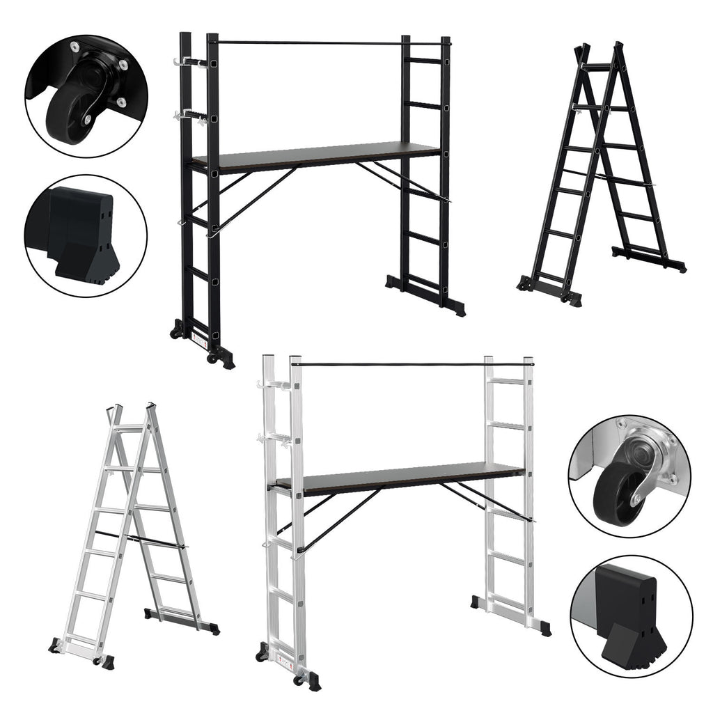 Cecaylie Mehrzweckleiter 2x6 Sprossen aus Aluminium mit Arbeitsplattform