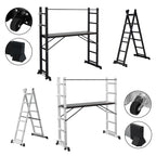 Cecaylie Mehrzweckleiter 2x6 Sprossen aus Aluminium mit Arbeitsplattform