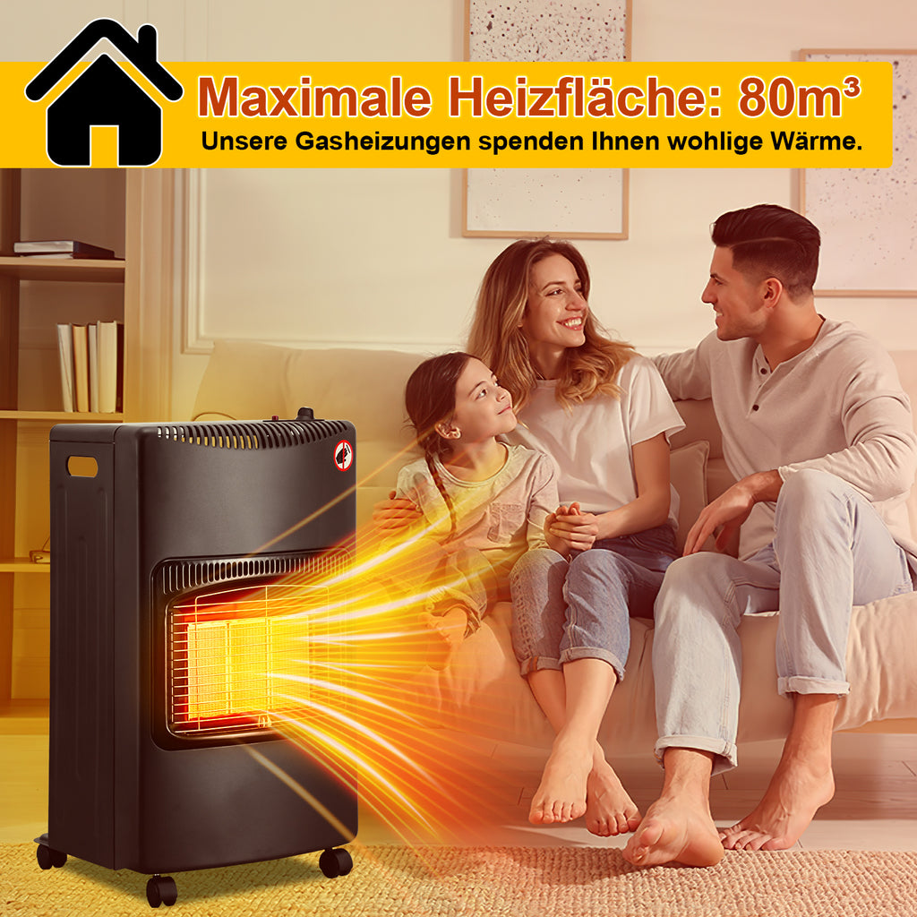 Gasheizung 4200 W mit 3 Heizstufen, faltbarer Infrarot-Gasheizer mit Rollen & Druckminderer  URL Handle